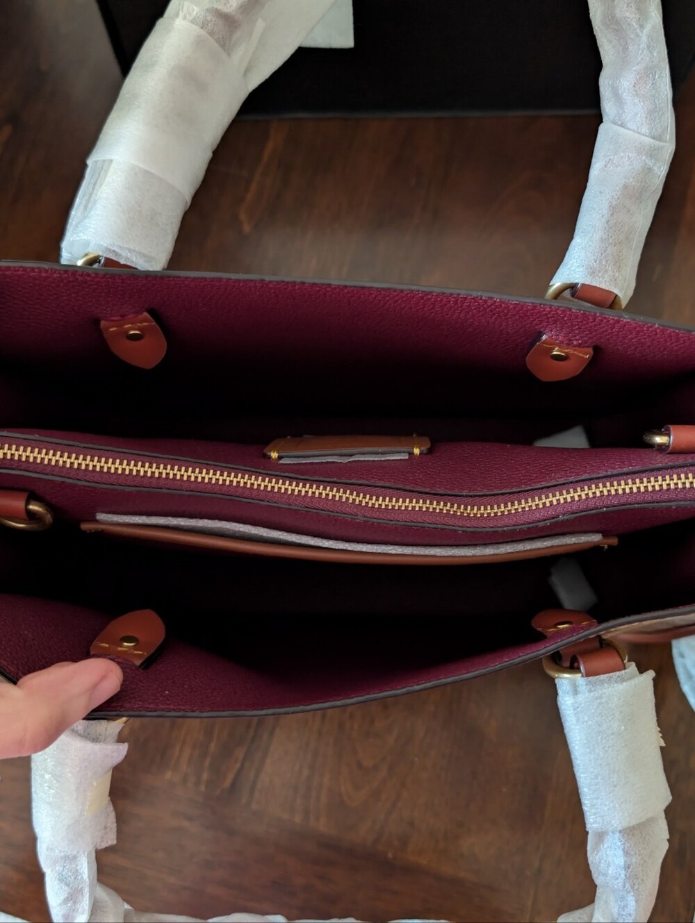 Coach Brown Signature Canvas Tote with Leather Trim - Picture 6 of 13